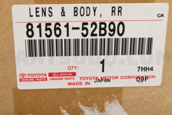 Toyota 8156152B90 LENS & BODY, REAR COMBINATION LAMP, LH