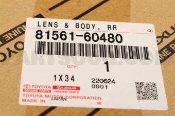 Toyota 8156160480 LENS & BODY, REAR COMBINATION LAMP, LH