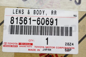 Toyota 8156160691 LENS & BODY, REAR COMBINATION LAMP, LH