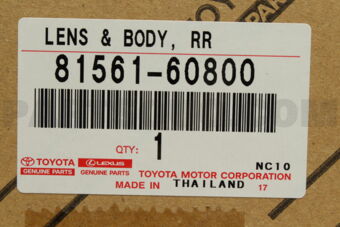 Toyota 8156160800 LENS & BODY, REAR COMBINATION LAMP, LH