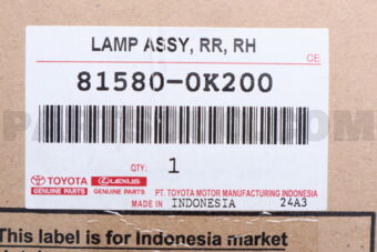 Toyota 815800K200 LAMP ASSY, RR, RH
