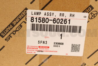 Toyota 8158060261 LAMP ASSY, REAR, RH