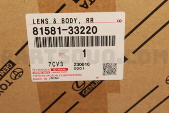 Toyota 8158133220 LENS AND BODY, REAR LAMP, RH