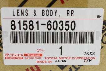 Toyota 8158160350 LENS & BODY RR