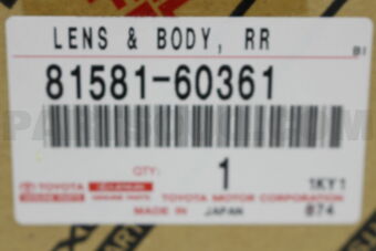 Toyota 8158160361 LENS & BODY RR