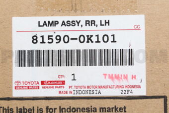 Toyota 815900K101 LAMP ASSY RR LH