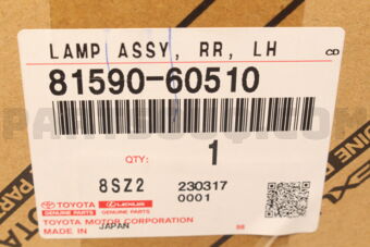 Toyota 8159060510 LAMP ASSY RR LH