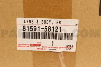 Toyota 8159158121 LENS AND BODY, REAR LAMP, LH