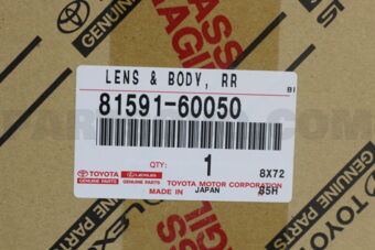 Toyota 8159160050 LENS AND BODY, REAR LAMP, LH