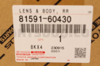 Toyota 8159160430 LENS & BODY RR