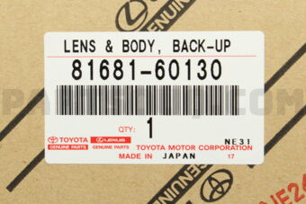 Toyota 8168160130 LENS & BODY, BACK-UP LAMP, LH