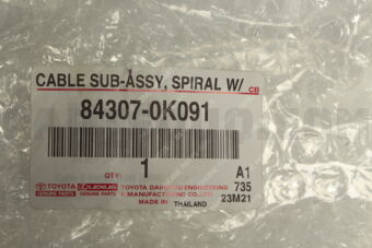 Toyota 843070K091 CABLE SUB-ASSY, SPIR