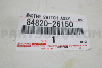 Toyota 8482026150 MASTER SWITCH ASSY, POWER WINDOW REGULATOR