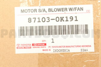 Toyota 871030K191 MOTOR SUB-ASSY BLOW