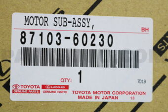 Toyota 8710360230 MOTOR SUB-ASSY, HEATER BLOWER, W/FAN