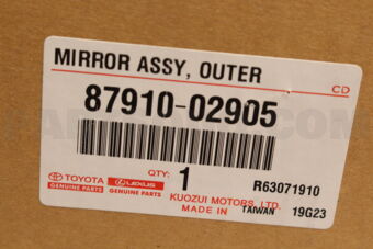 Toyota 8791002905 MIRROR ASSY, OUTER REAR VIEW, RH