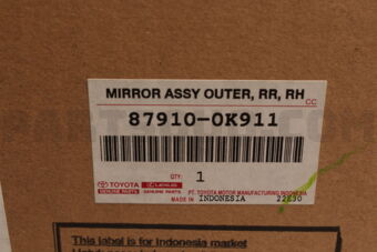 Toyota 879100K911 MIRROR ASSY, OUTER REAR VIEW, RH