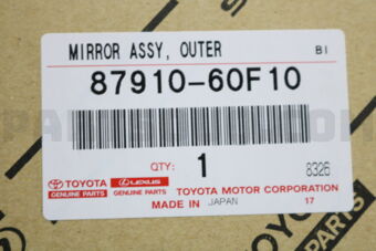 Toyota 8791060F10 MIRROR ASSY, OUTER REAR VIEW, RH