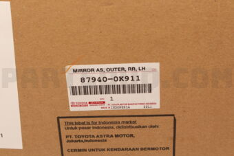 Toyota 879400K911 MIRROR ASSY, OUTER REAR VIEW, LH