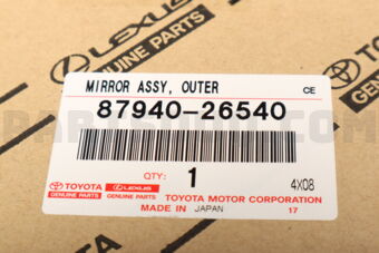 Toyota 8794026540 MIRROR ASSY, OUTER REAR VIEW, LH