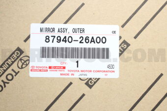 Toyota 8794026A00 MIRROR ASSY, OUTER