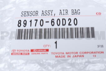 Toyota 8917060D20 SENSOR ASSY AIR BAG