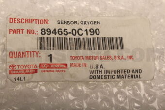 Toyota 894650C190 SENSOR, OXYGEN