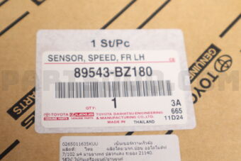 Toyota 89543BZ180 SENSOR SPEED FR LH