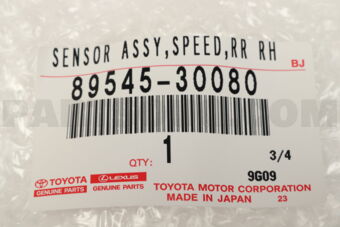 Toyota 8954530080 SENSOR, SPEED, REAR RH