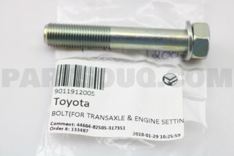 Toyota 9011912005 BOLT(FOR TRANSAXLE & ENGINE SETTING)
