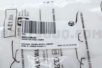 VAG 8K0121081BF RADIATOR HOSE-A4(8K2)