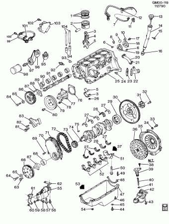 Corsica 1990 (LM3) ENGINE,2.2L(2.2G),L4,TBI