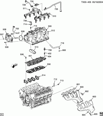 Trailblazer/Envoy/Rainier (4WD/AWD) 2005 (LH6) ENGINE,5.3L(323CID) GAS V8