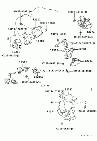 TACOMA VZN195L-PRPDKAB RZN140,150,19#,VZN150,195
