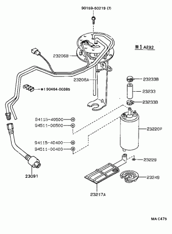 COROLLA HB AE92L-AGMDKW EE90,AE92,CE90
